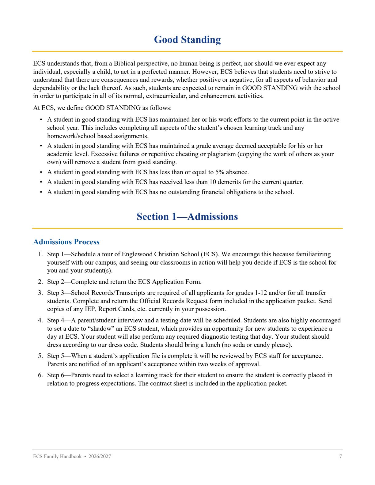 Family Handbook 2026-27, page 7 of 31