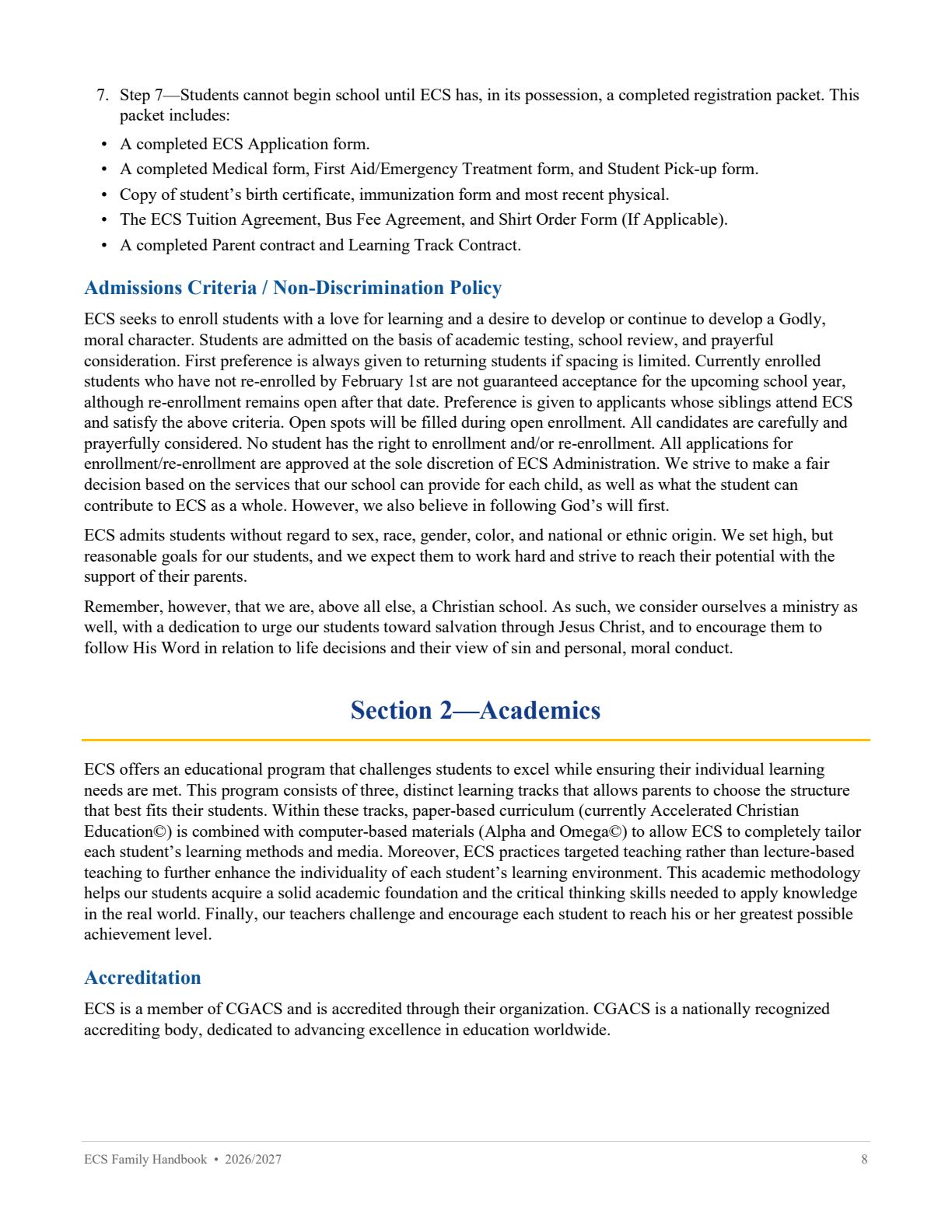 Family Handbook 2026-27, page 8 of 31