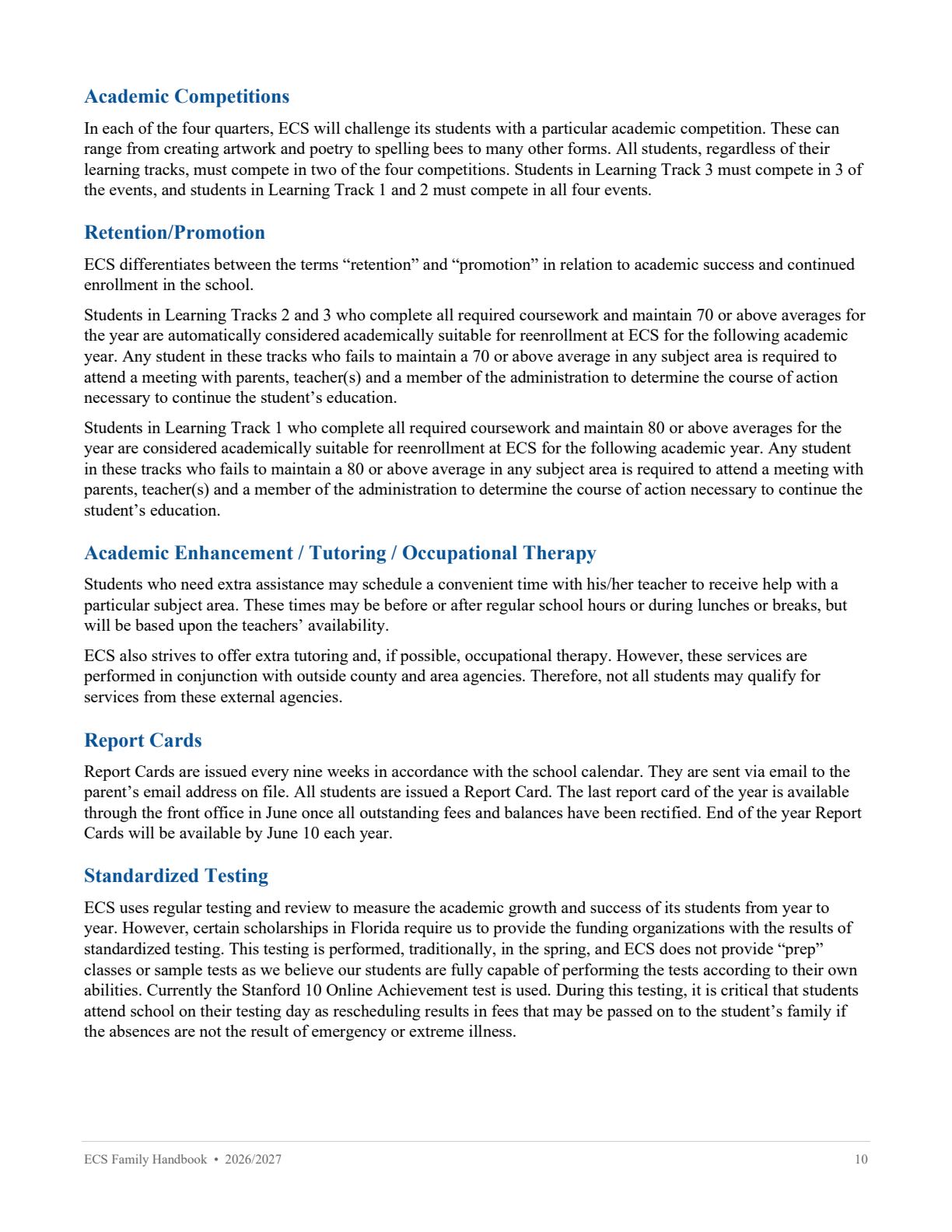 Family Handbook 2026-27, page 10 of 31