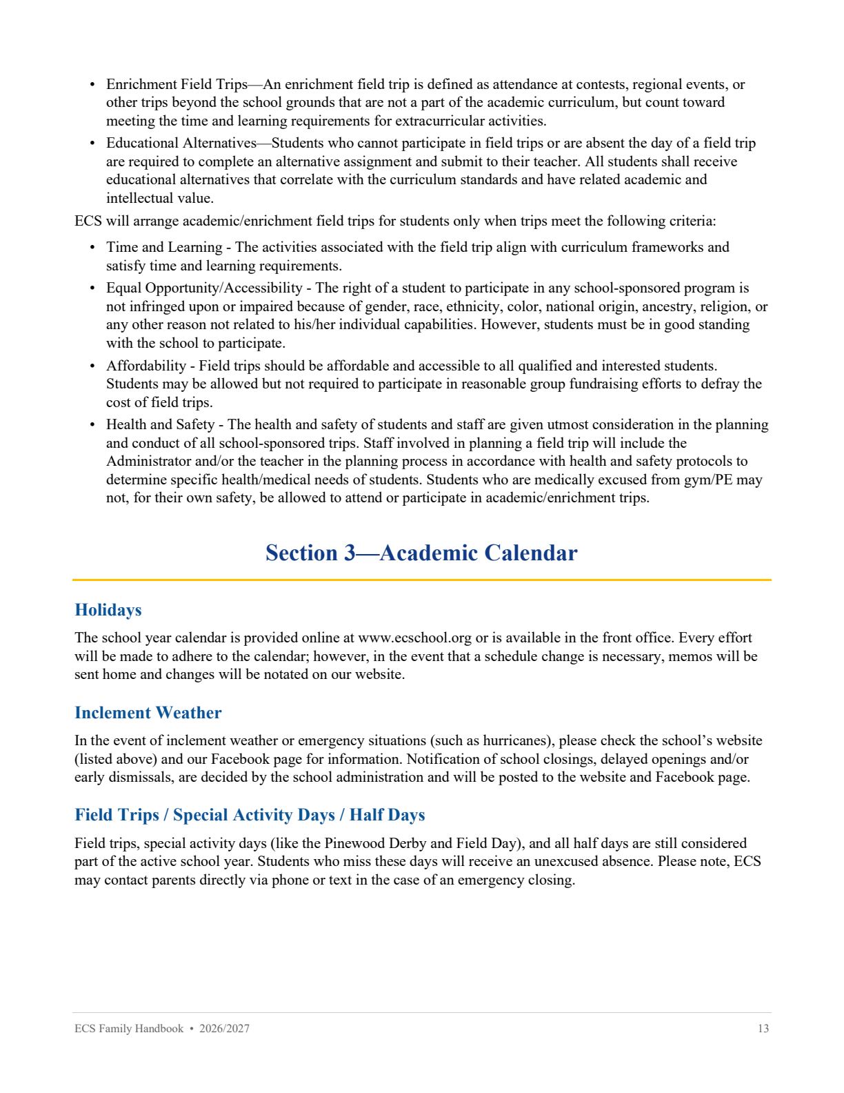 Family Handbook 2026-27, page 13 of 31