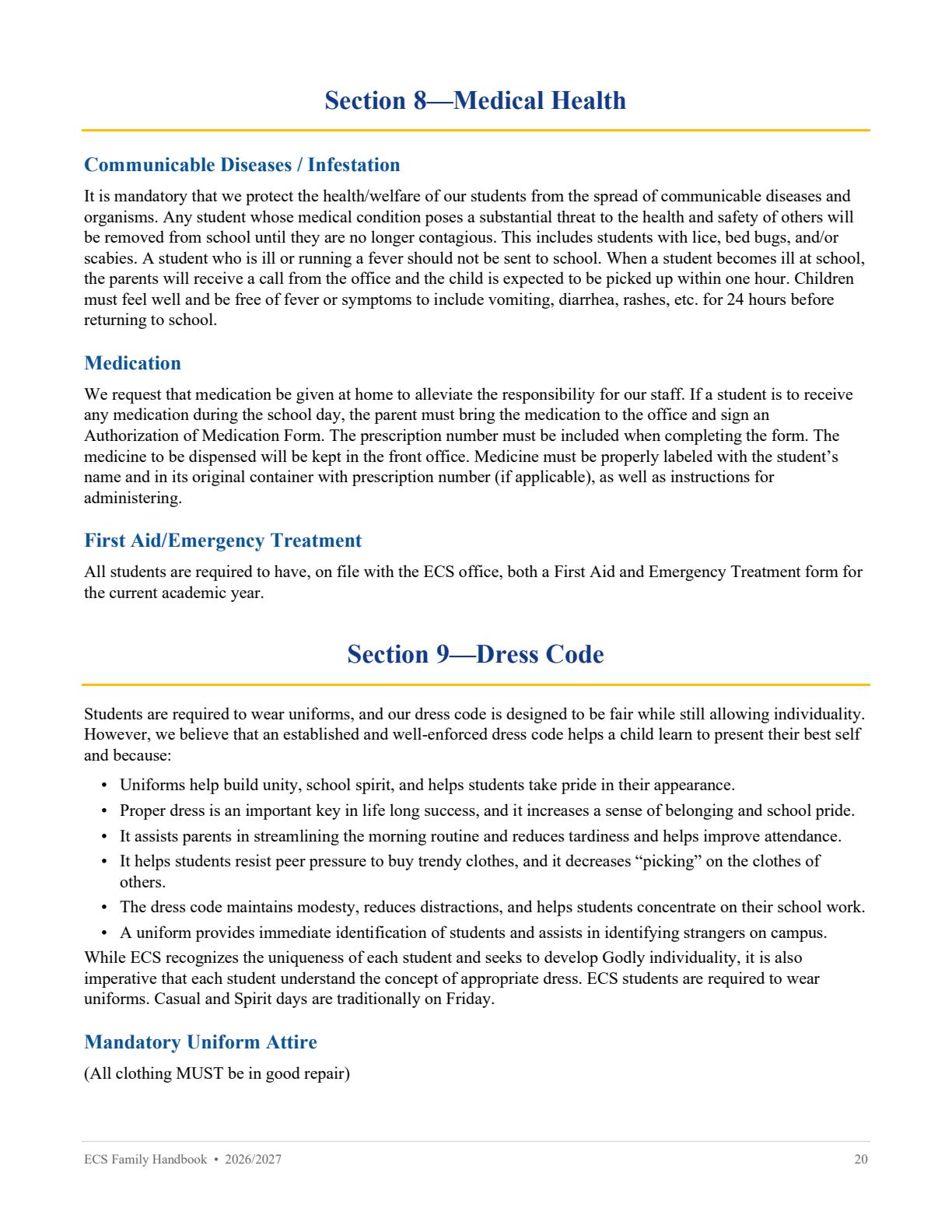 Family Handbook 2026-27, page 20 of 31