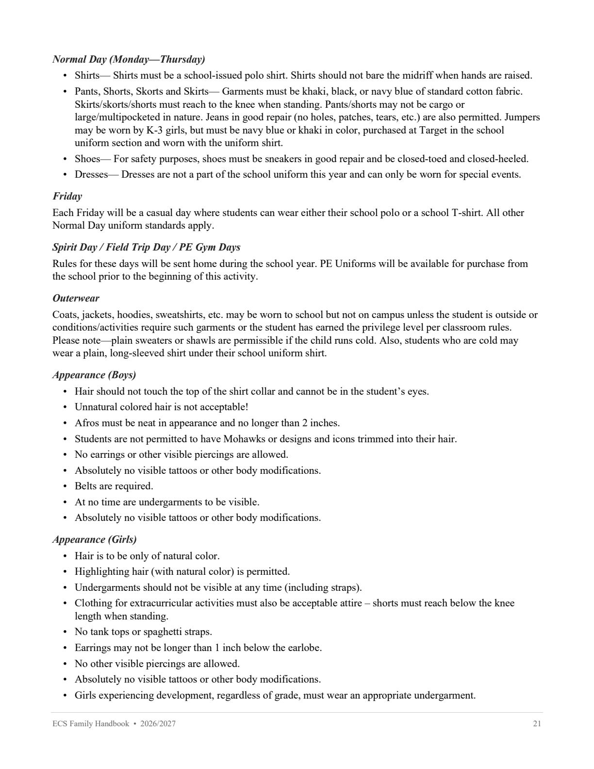 Family Handbook 2026-27, page 21 of 31