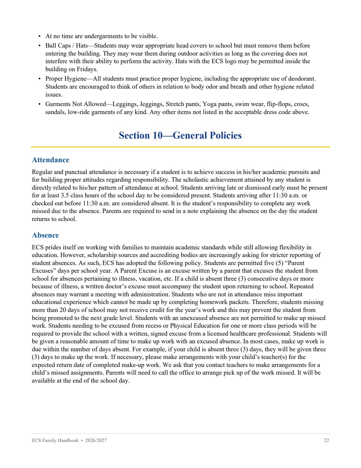 Family Handbook 2026-27, page 22 of 31