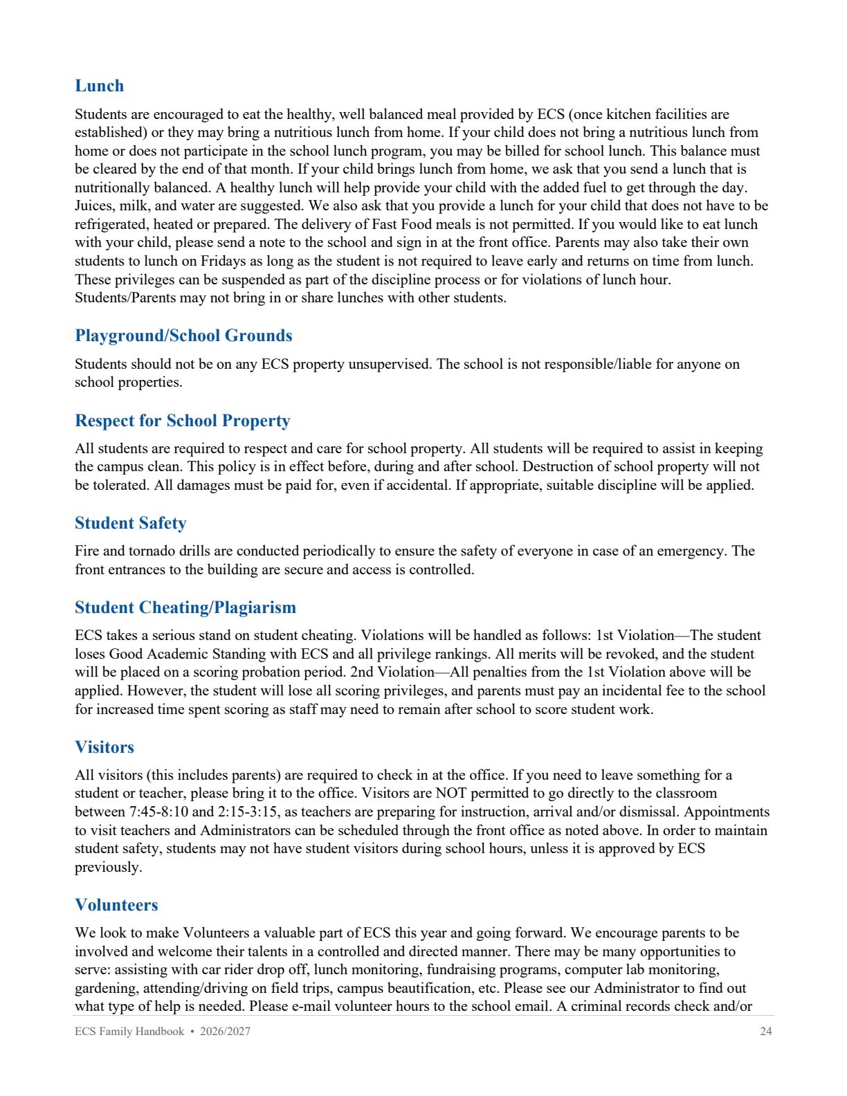 Family Handbook 2026-27, page 24 of 31