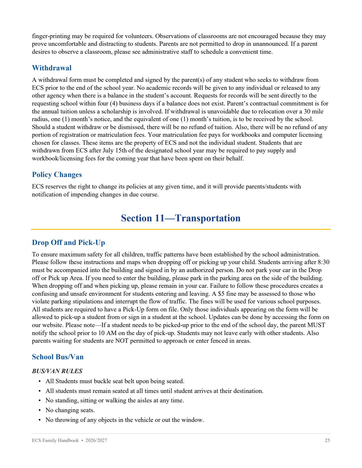 Family Handbook 2026-27, page 25 of 31