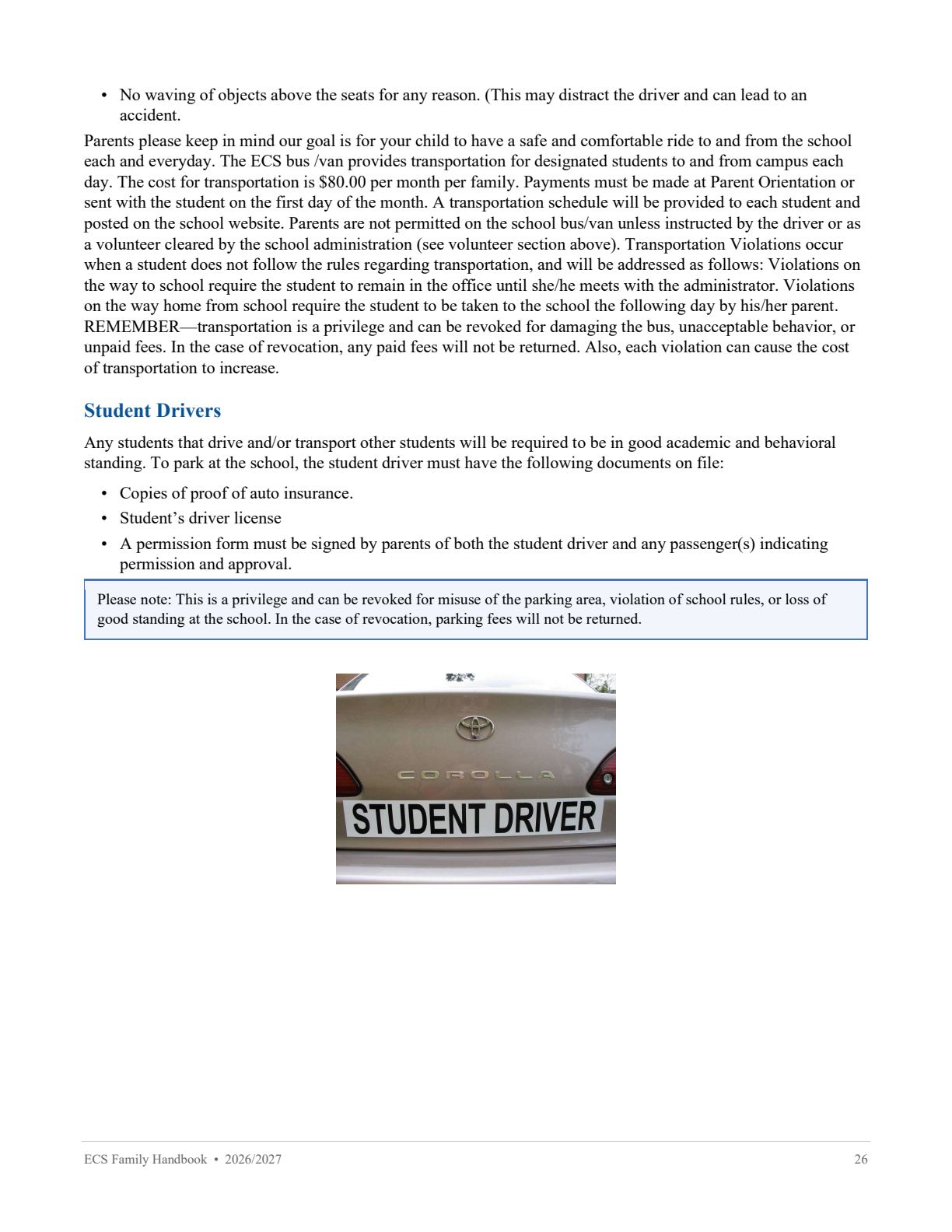Family Handbook 2026-27, page 26 of 31