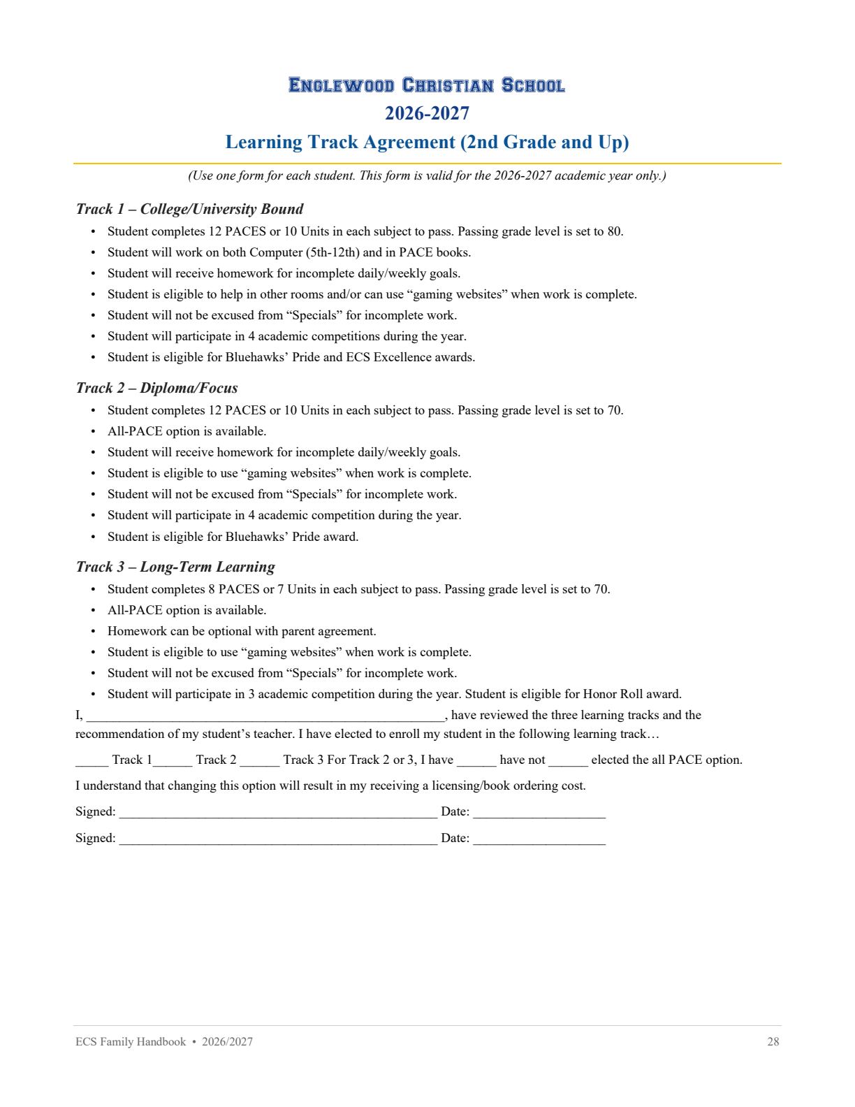 Family Handbook 2026-27, page 28 of 31