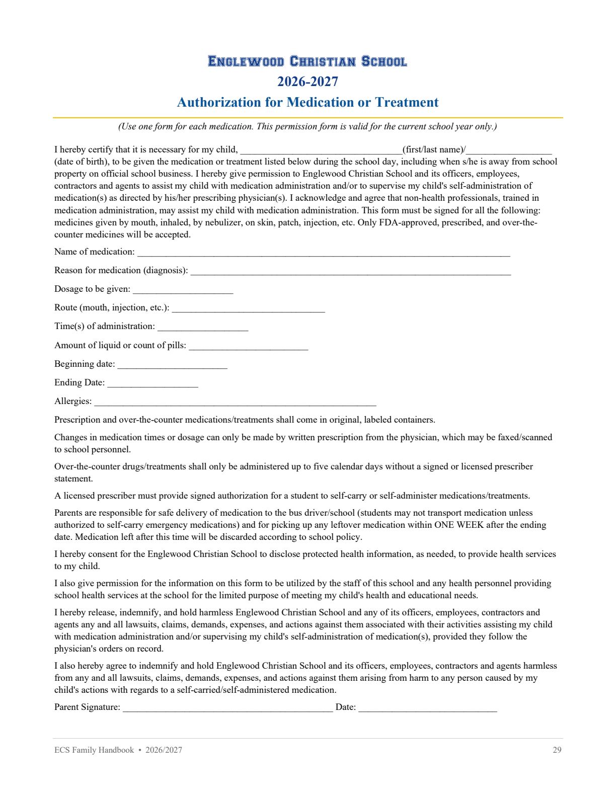 Family Handbook 2026-27, page 29 of 31