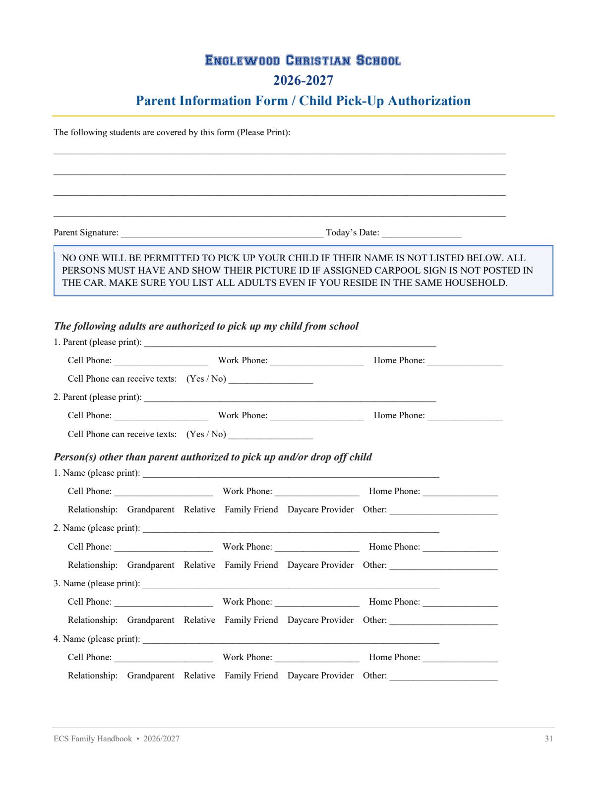 Family Handbook 2026-27, page 31 of 31