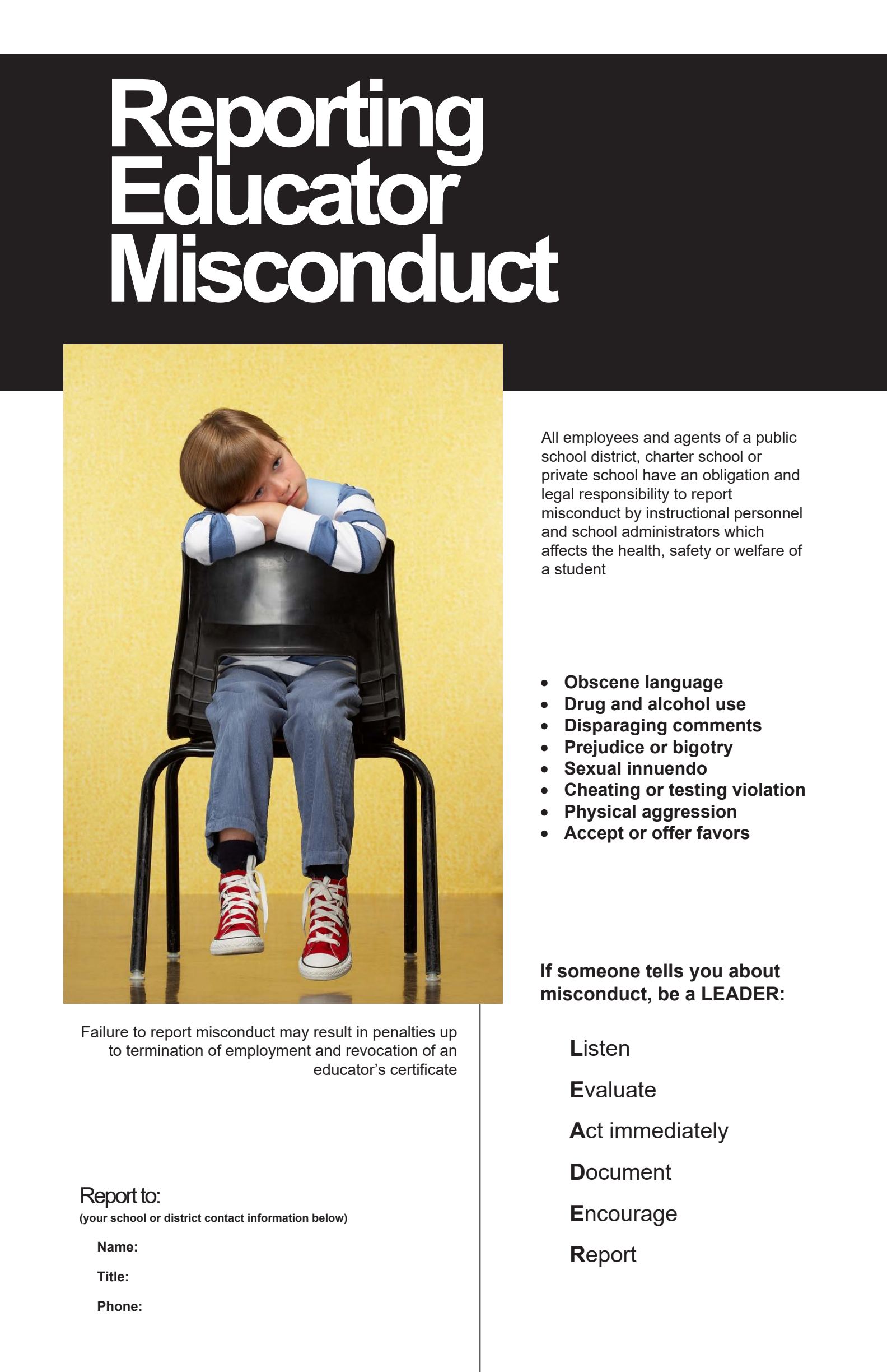 Notice on reporting educator misconduct