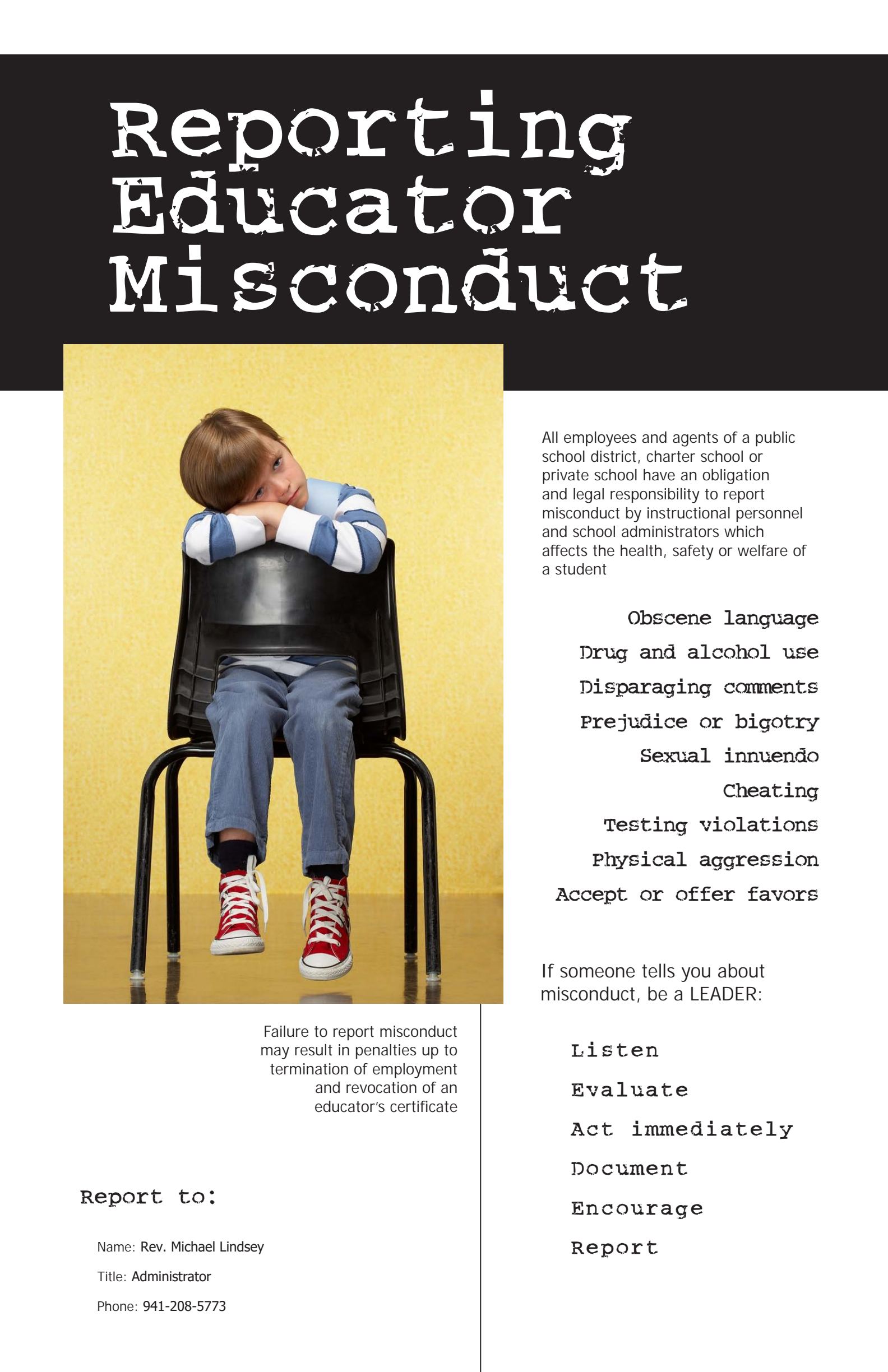 Flyer on reporting educator misconduct