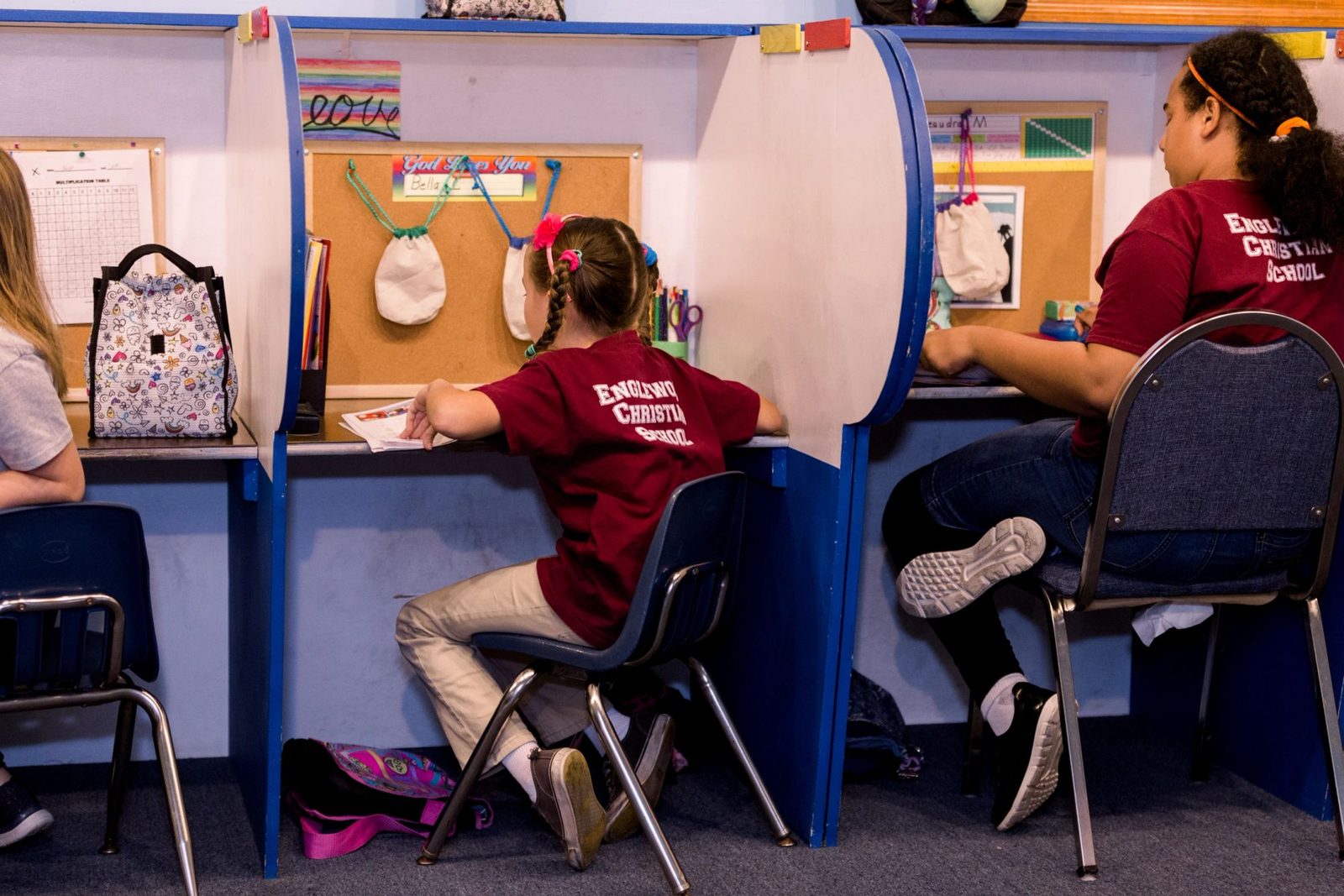 Students working at individual learning stations
